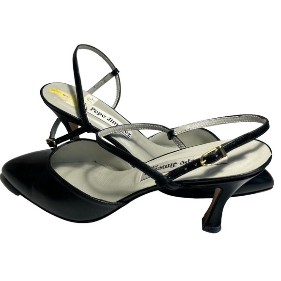 Pepe Jimenez Black Leather Ankle Strap Heels Sz 8.5 - Picture 7 of 13